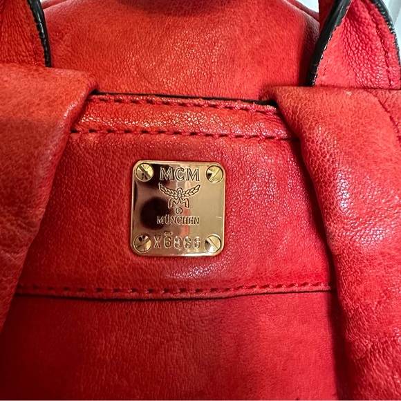 MCM Unisex Stark Leather Insignia Red Backpack - Picture 8 of 17